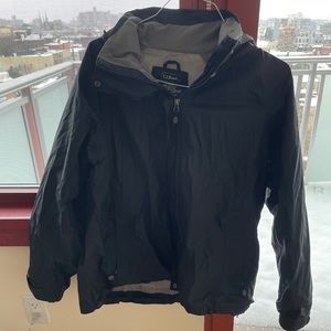 LL Bean black raincoat heavy wind breaker, Large